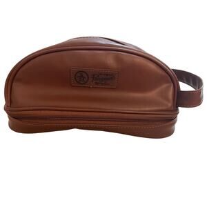 Original Penguin Men's Brown Faux Leather Travel Dopp Kit Bag
